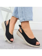 Dámske textilné sandále na platforme čierne Vinceza 97303