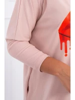 Oversize blúzka s potlačou dúhových pier tmavo púdrovo ružová Oversize blúzka s potlačou dúhových pier tmavo púdrovo ružová