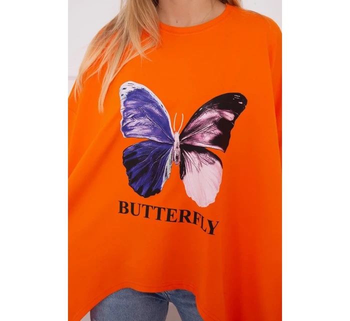 Oversize halenka s potiskem oranžová Oversize halenka s potiskem oranžová