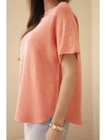 Dámsky sveter s krátkym rukávom marhuľová Dámsky sveter s krátkym rukávom marhuľová