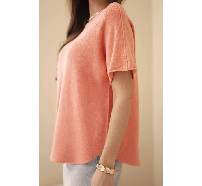 Dámsky sveter s krátkym rukávom marhuľová Dámsky sveter s krátkym rukávom marhuľová