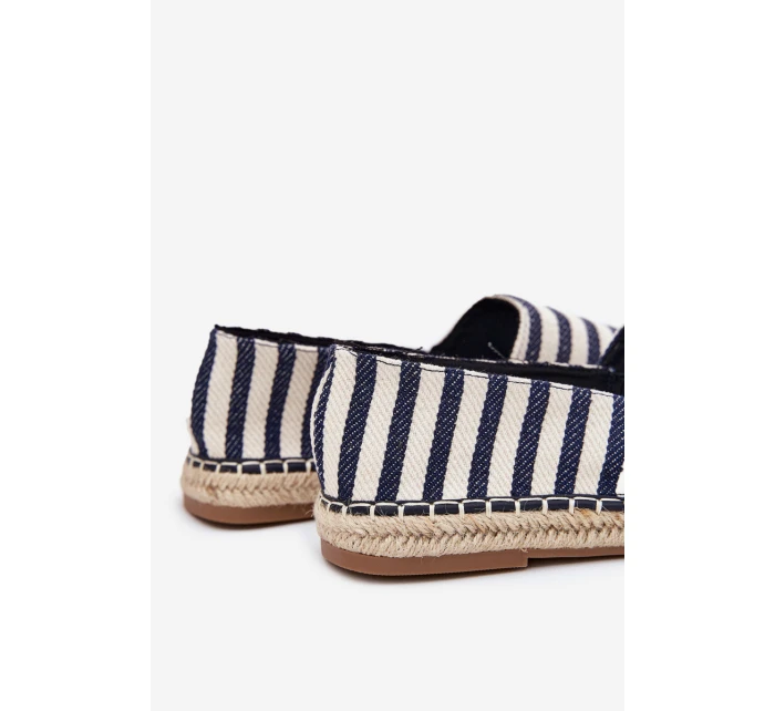 Męskie Espadryle Z Materiałowe W Paski Granatowe Kerenz