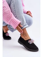 Dámske tenisky Slip-on s kameňmi Black Simple