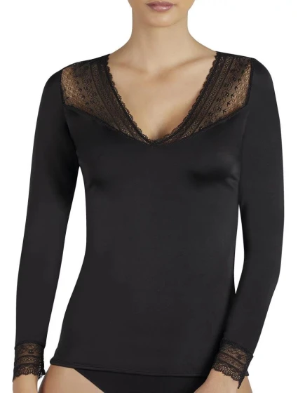 Dámske tričko s dlhým rukávom 19149 čierna - Ysabel Mora