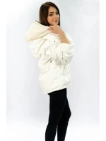 Biela krátka dámska zimná bunda s prírodným páperím (7113)