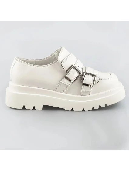 Mokasíny v barvě ecru s vyšší podrážkou model 17206078 - GOGO SHOES