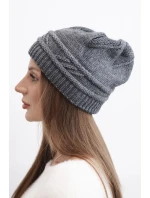 Dámska zimná čiapka z vlny a s pleteným vzorom K428 graphite Dámska zimná čiapka z vlny a s pleteným vzorom K428 graphite