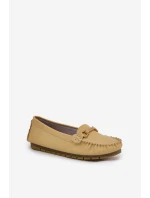 Płaskie Skórzane Mokasyny Z Ozdobą S.Barski LR51-547 Żółte Płaskie Skórzane Mokasyny Z Ozdobą S.Barski LR51-547 Żółte