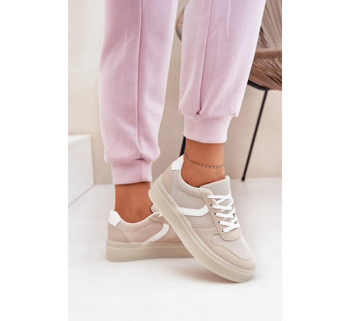 Niskie Sneakersy Damskie Na Platformie Beżowe Telmira