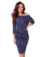 Dámské sportovní šaty v tmavě modré džínové barvě s kapsičkami model 8516504 - numoco