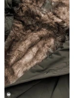 PIKOWANA ZIMOWA KURTKA DAMSKA Z FUTERKIEM KHAKI model 21242950 - LHD