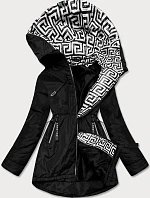 Čierno-biela dámska bunda pre prechodné obdobie (B8037-1026)
