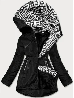Čierno-biela dámska bunda pre prechodné obdobie (B8037-1026)