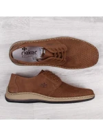 Pánské kožené polobotky M model 22008944 hnědé s ažurovým vzorem - Rieker Pánské kožené polobotky M model 22008944 hnědé s ažurovým vzorem - Rieker