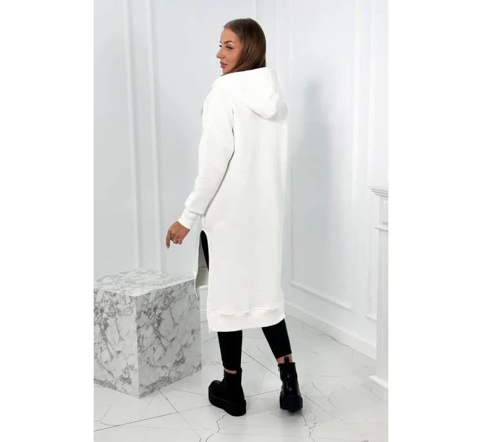 Zateplená mikina s bočnými rázporkami ecru