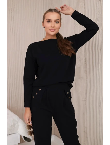 Bavlnená súprava s ozdobnými gombíkmi čierna Bavlnená súprava s ozdobnými gombíkmi čierna