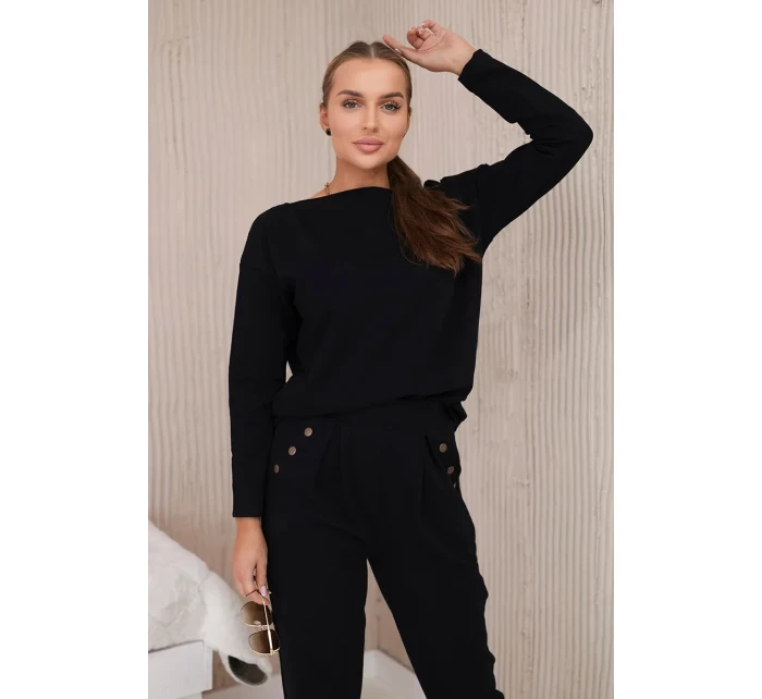 Bavlnená súprava s ozdobnými gombíkmi čierna Bavlnená súprava s ozdobnými gombíkmi čierna