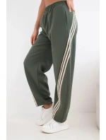 Dámske maslové nohavice z viskózy s khaki pásom