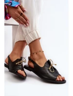 Kožené ploché sandály model 21646269 černé - Zazoo