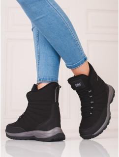 Štýlové dámske trekingové topánky čierne bez podpätku