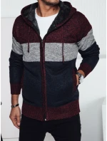 Pánsky zateplený sveter s kapucňou bordový FashionStreet WX2275