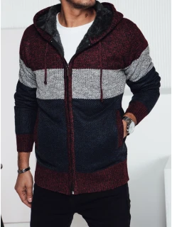 Pánsky zateplený sveter s kapucňou bordový FashionStreet WX2275