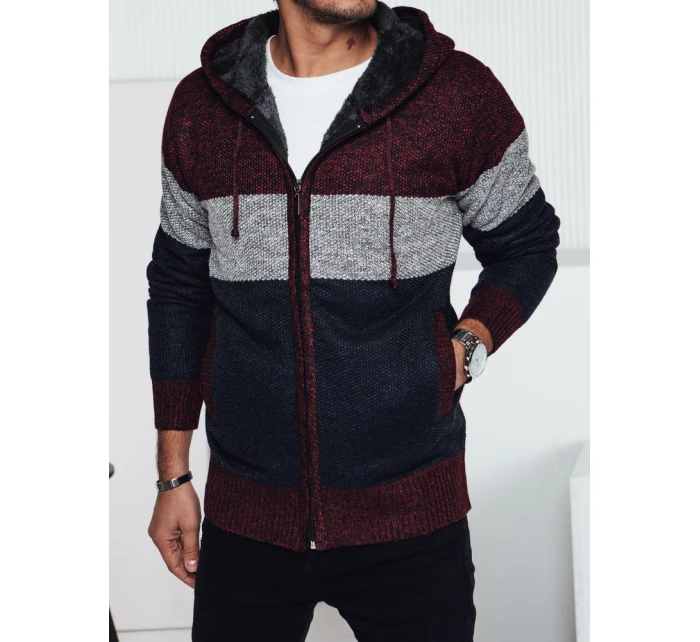 Pánsky zateplený sveter s kapucňou bordový FashionStreet WX2275