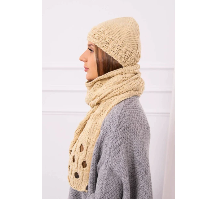 Dámska súprava so šálom Maja K327 beige
