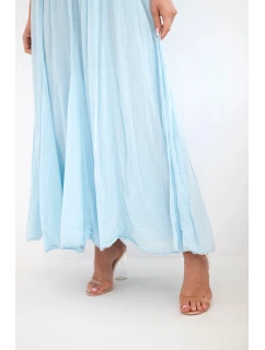 Dámská maxi bavlněná sukně s gumičkou v pase modrá