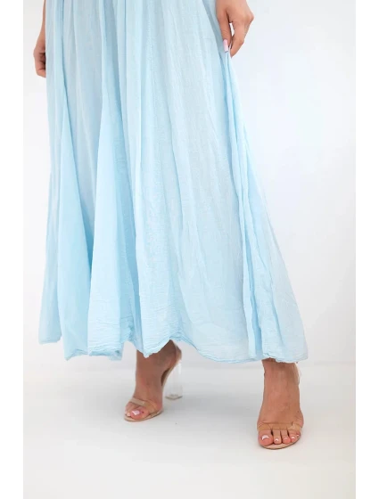 Dámská maxi bavlněná sukně s gumičkou v pase modrá