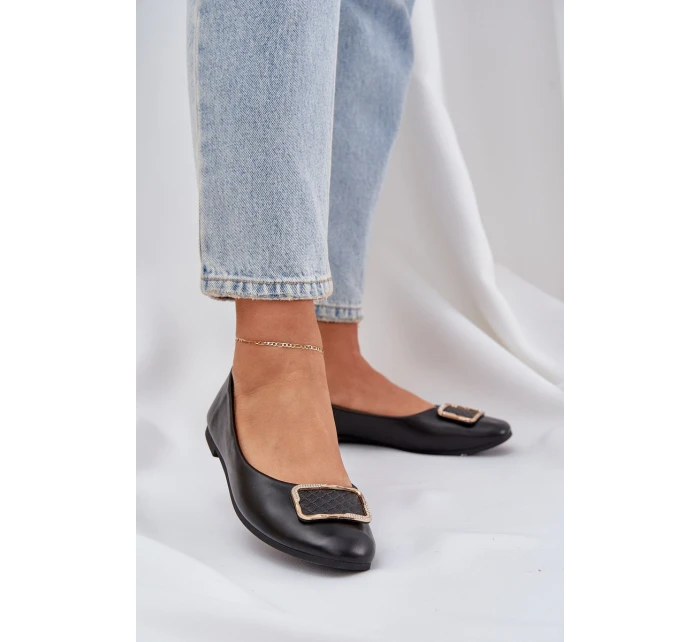 Eko kožené baleríny se zdobením černé model 21684298 - Boto