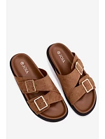 Dámské pantofle z imitace semiše zlaté Camel model 22125544 - Boto