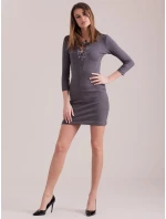 Šaty CZ SK model 14816628 tmavě šedá - FPrice Šaty CZ SK model 14816628 tmavě šedá - FPrice