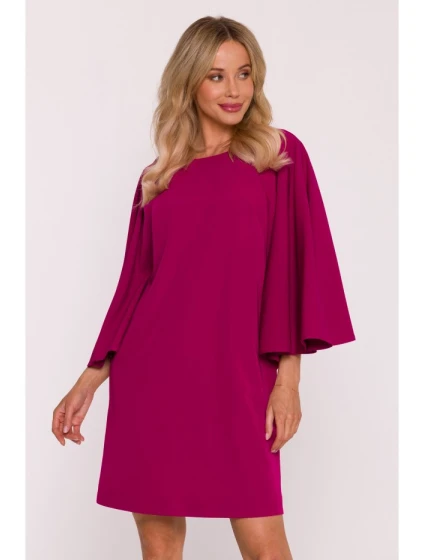 S426 Mini šaty s netopierími rukávmi - slivka S426 Mini šaty s netopierími rukávmi - slivka