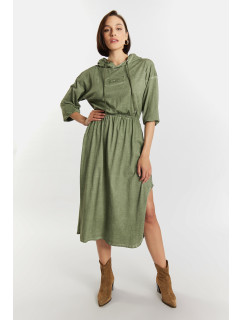 Monnari šaty Bavlnené šaty s fľaškovo zeleným vzorom
