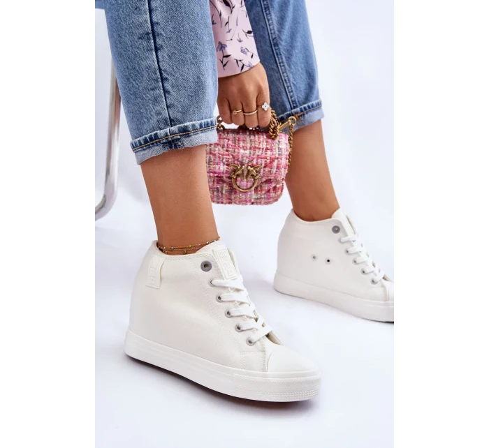 Vysoké tenisky na skrytém klínu Big Star LL274035 Bílé Vysoké tenisky na skrytém klínu Big Star LL274035 Bílé