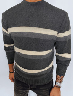 Pánsky pruhovaný sveter s rolákom, tmavosivý Dstreet WX2128