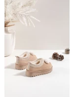 Detské snehové topánky s výšivkou a mašľou Daven - béžové Detské snehové topánky s výšivkou a mašľou Daven - béžové