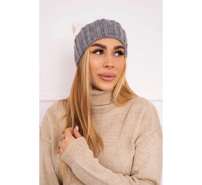 Milano fleecová čiapka K203 ecru+grey