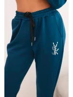 Dámská souprava s viskózou a ozdobami a model 21232439 kalhotami mořská - K-Fashion