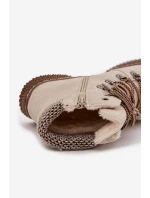 Ocieplane Botki Trapery Damskie Jasnobeżowe Zenaya Ocieplane Botki Trapery Damskie Jasnobeżowe Zenaya