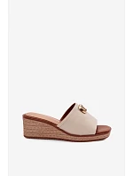 Dámske sandále na platforme s imitáciou pleteniny Sergio Leone KL325 Beige Dámske sandále na platforme s imitáciou pleteniny Sergio Leone KL325 Beige