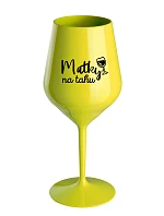 MATKY NA RUKU - žltý nerozbitný pohár na víno 470 ml