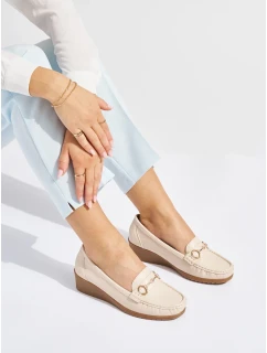 Designové mokasíny hnědé dámské na klínku