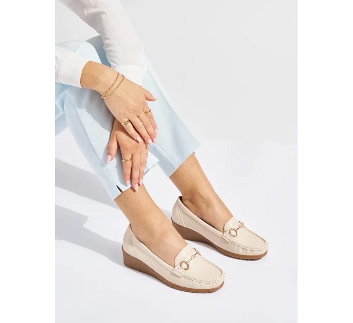 Designové mokasíny hnědé dámské na klínku Designové mokasíny hnědé dámské na klínku