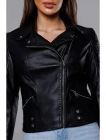 Krátka čierna bunda ramoneska s golierom (11Z8031) Krátka čierna bunda ramoneska s golierom (11Z8031)