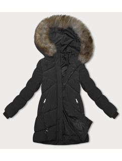 Černá zimní bunda s kapucí (LHD-23015)