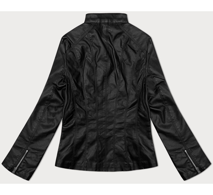 Čierna klasická plus size bunda z ekokože J Style (11Z8133)
