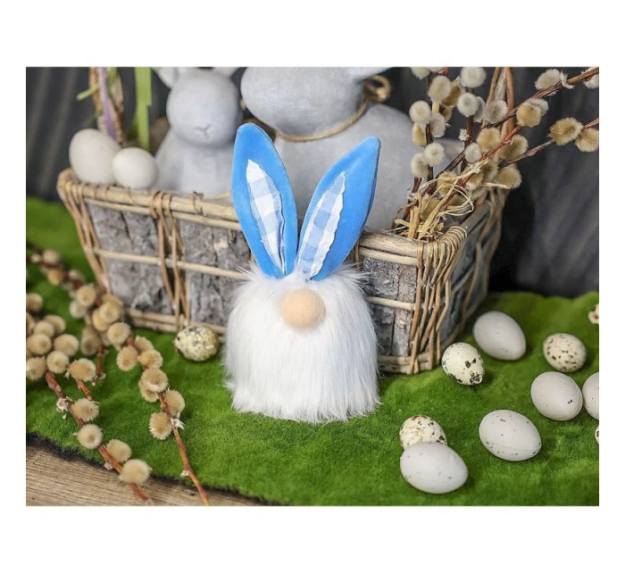 Včelí zajac 18 cm modrá jarná dekorácia detské