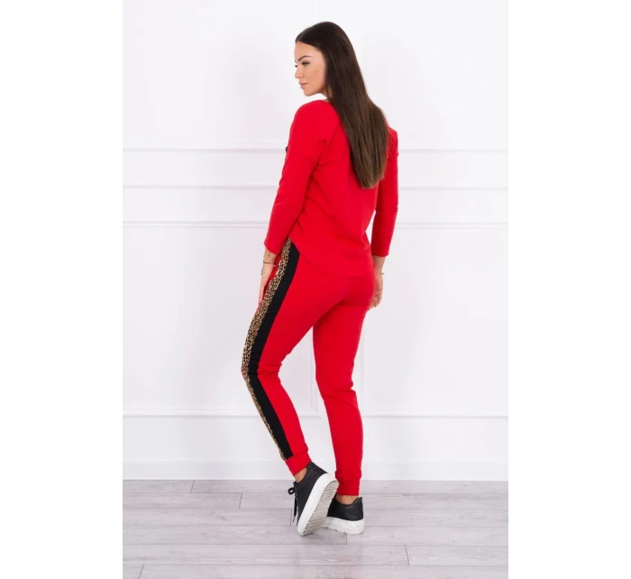 Sada s leopardím potiskem červená